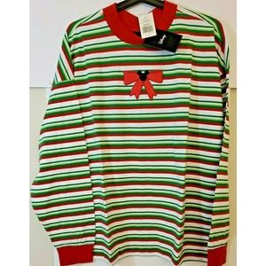Disney Mickey Christmas Holiday Stripe Long Sleeve Size M New